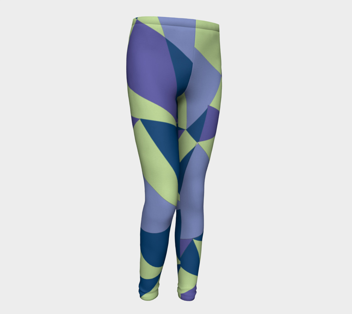 Aperçu 3D de Geometric Purple and Green Girls Leggings