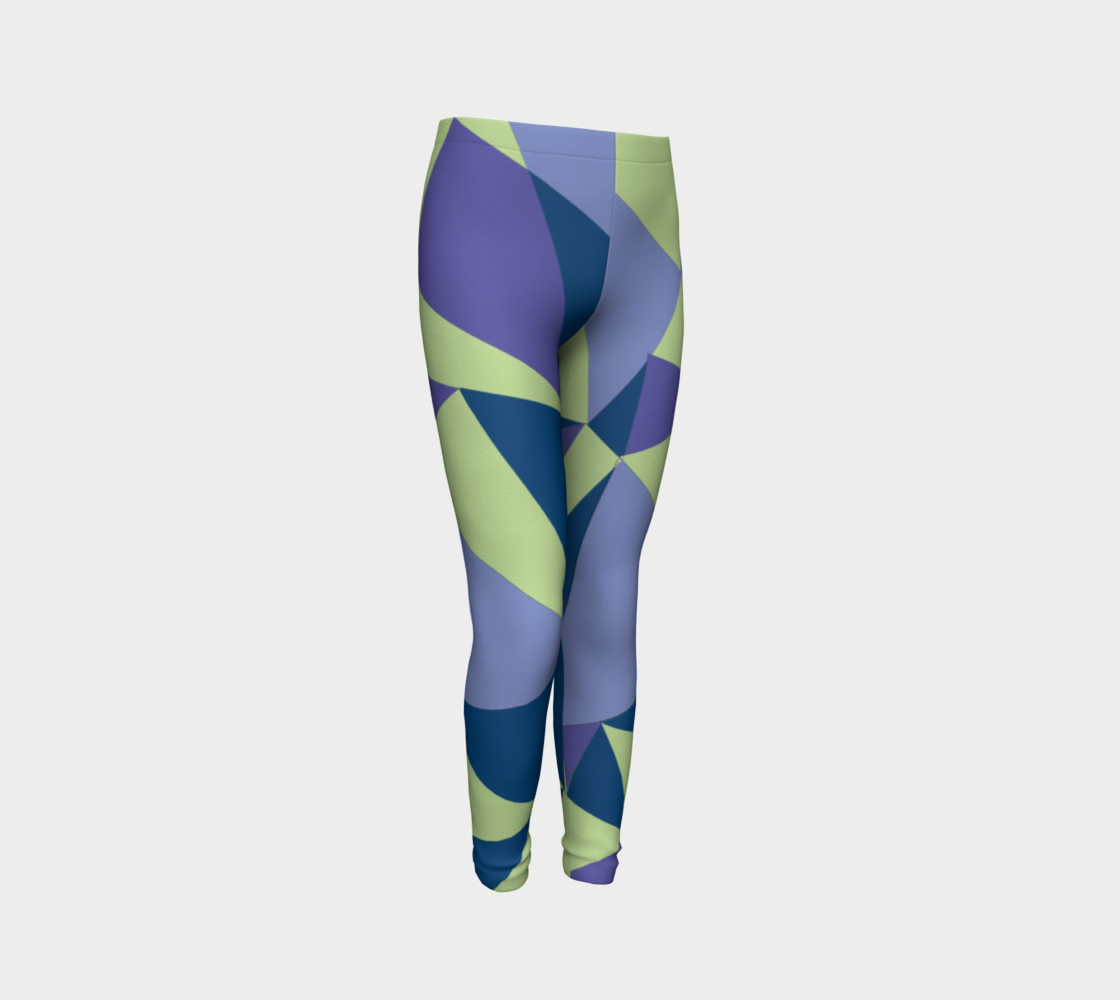 Aperçu de Geometric Purple and Green Girls Leggings #3