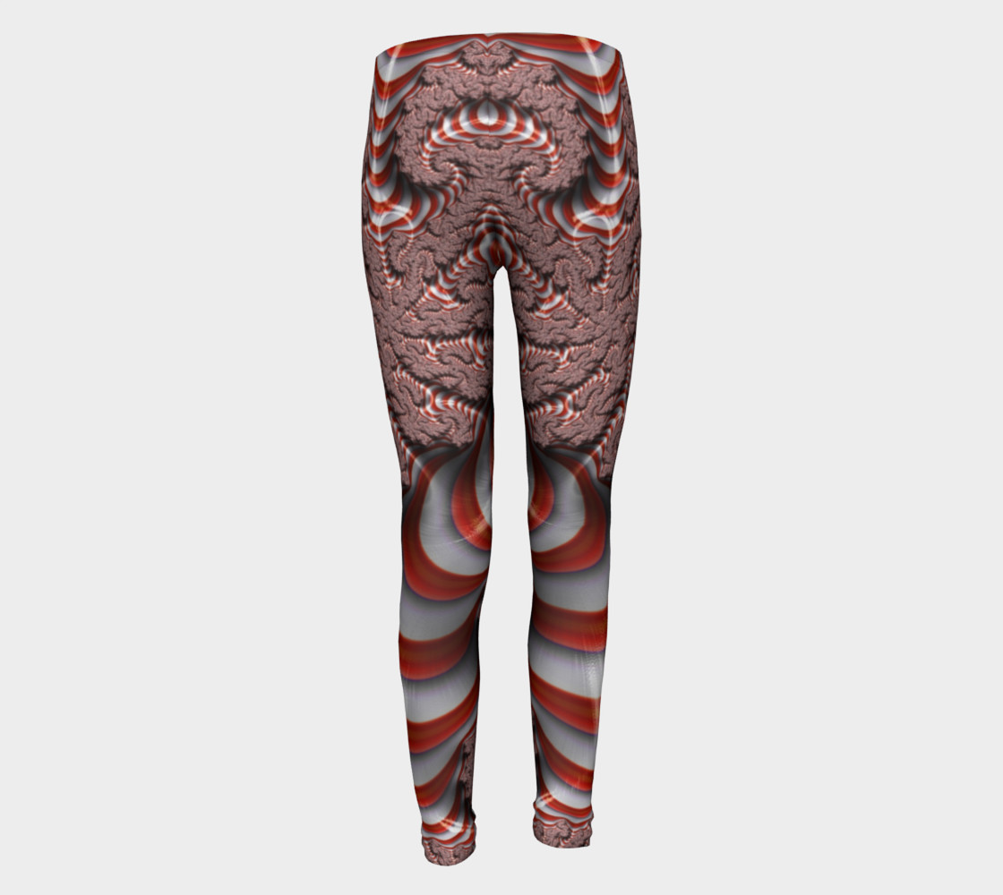 Candy Cane Fractal Christmas Youth Leggings preview #5