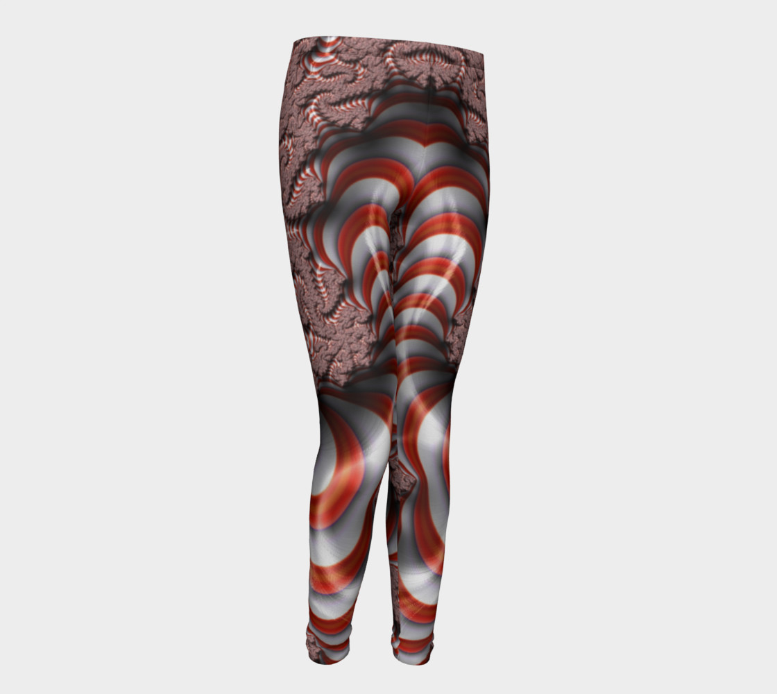 Candy Cane Fractal Christmas Youth Leggings preview #1