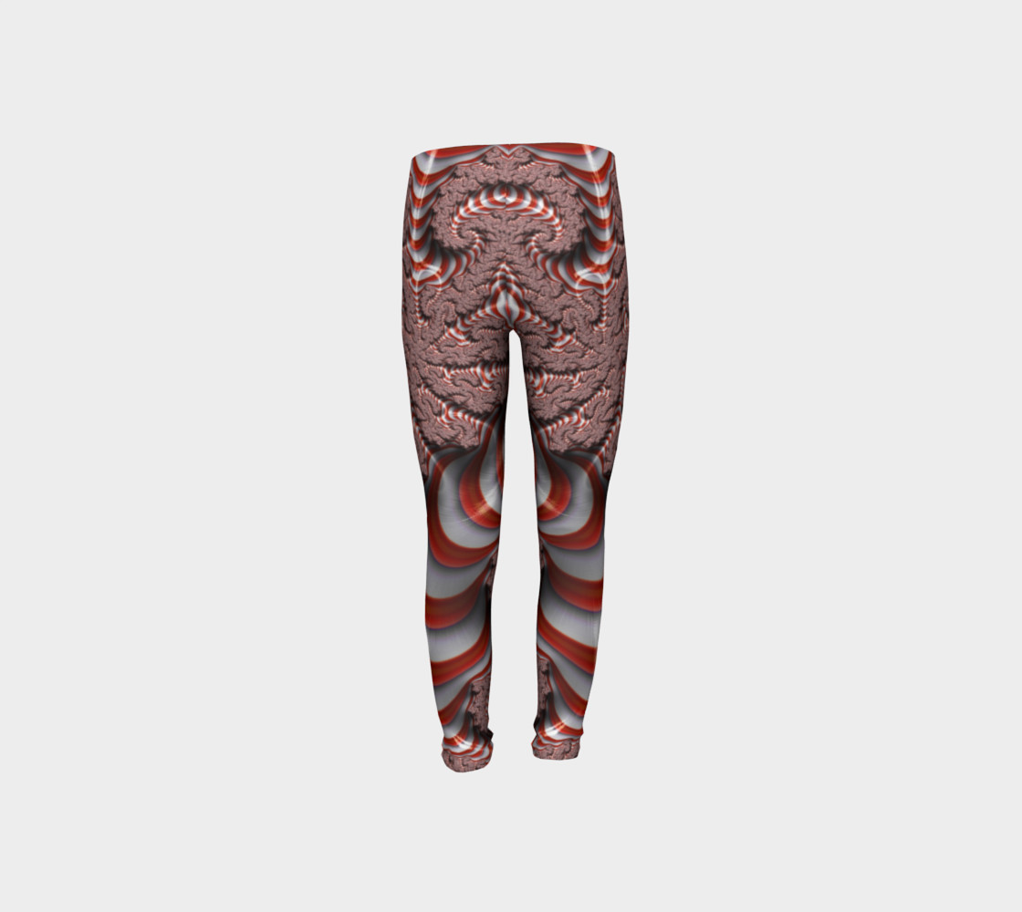 Candy Cane Fractal Christmas Youth Leggings preview #8