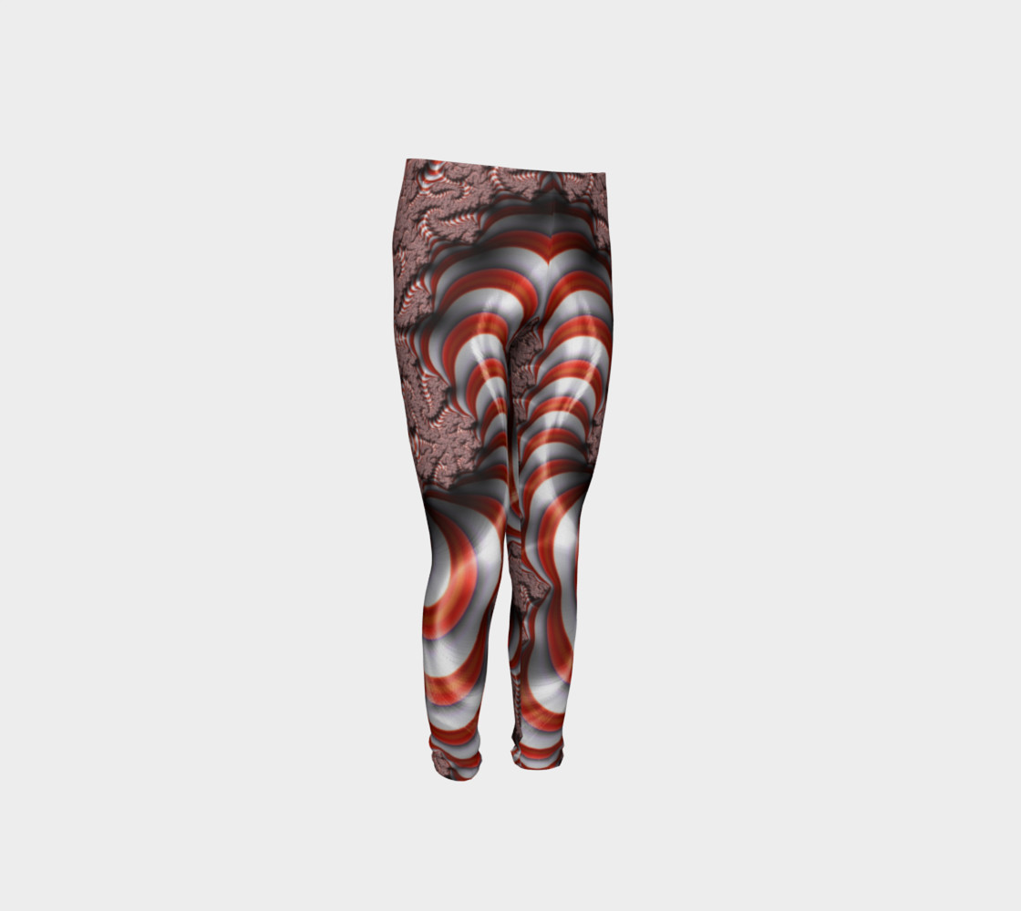 Candy Cane Fractal Christmas Youth Leggings preview #4