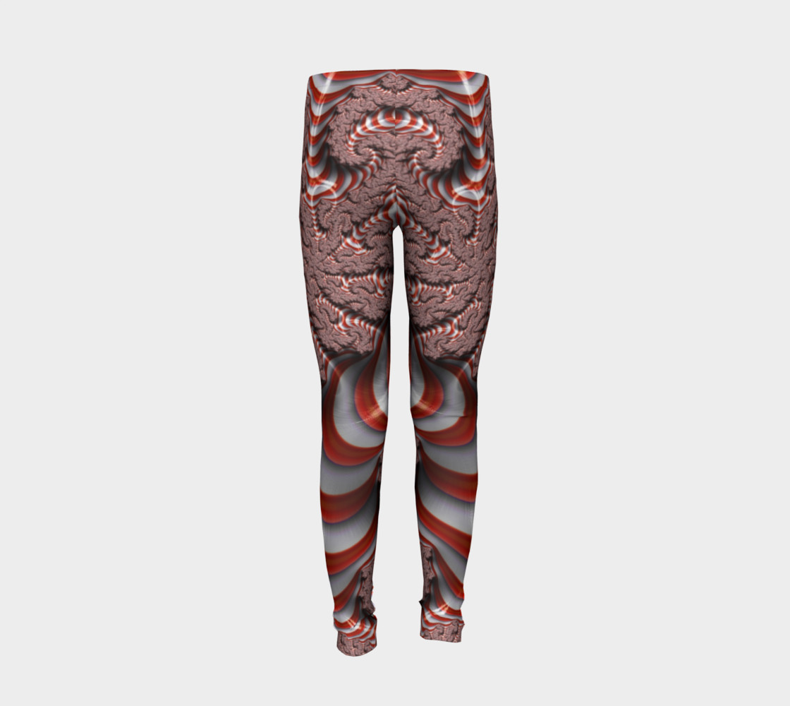 Candy Cane Fractal Christmas Youth Leggings preview #6