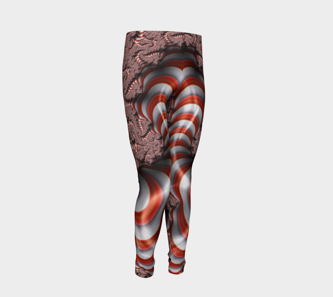 Candy Cane Fractal Christmas Youth Leggings preview #2