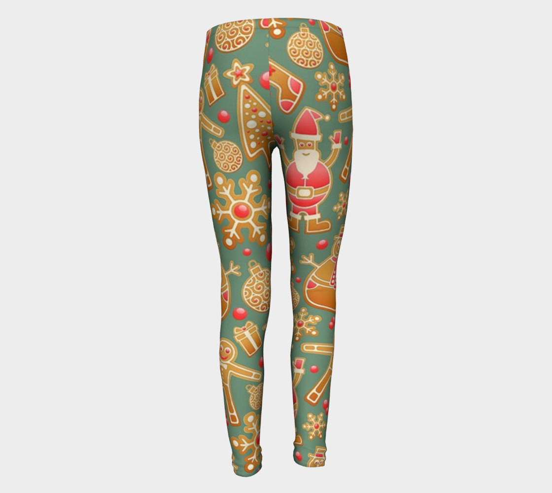 1950 Vintage Gingerbread Christmas Youth Leggings preview #5