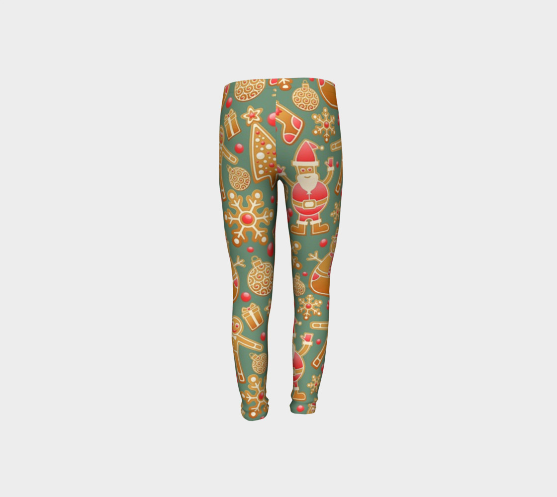 1950 Vintage Gingerbread Christmas Youth Leggings preview #8