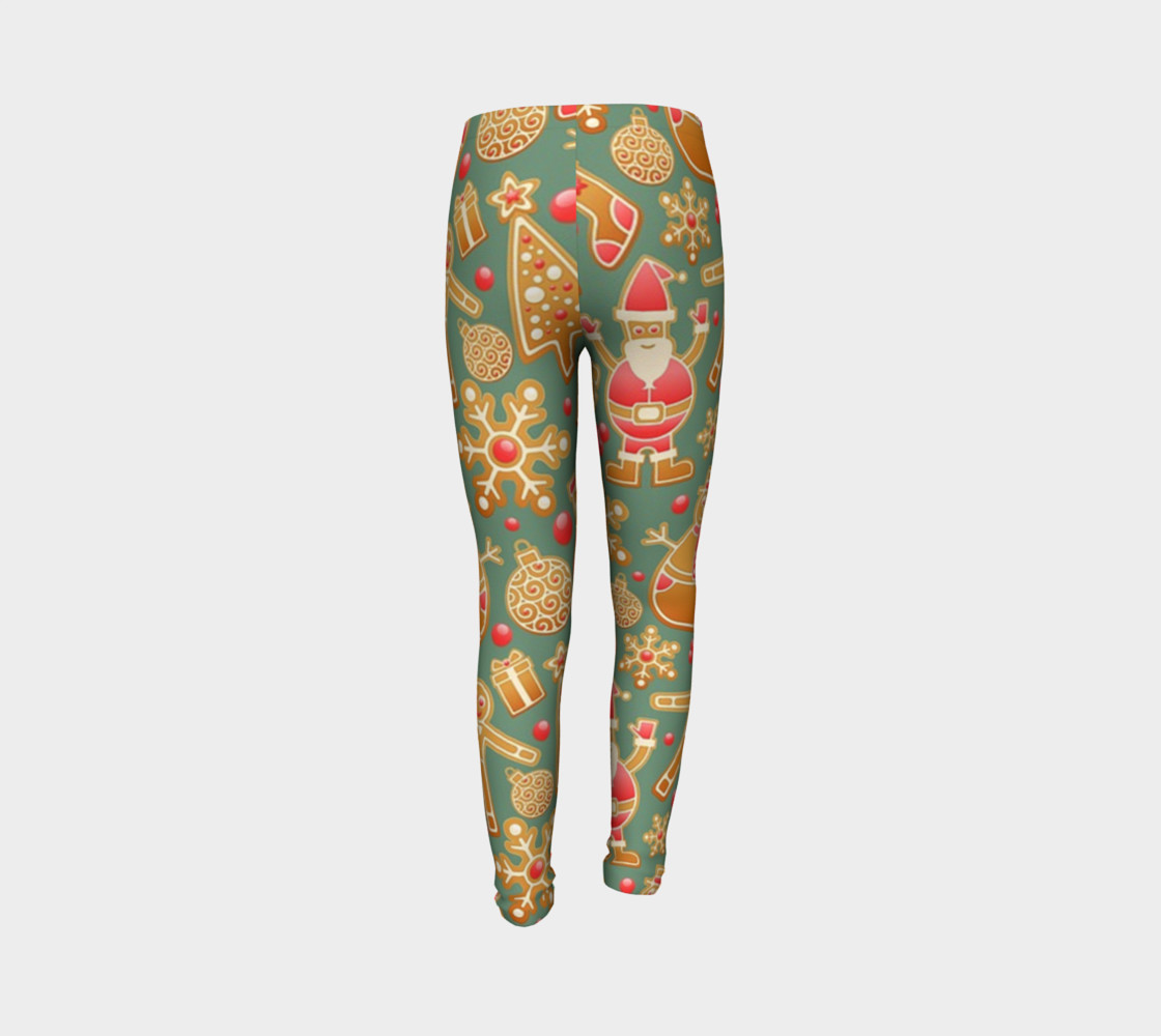 1950 Vintage Gingerbread Christmas Youth Leggings preview #7