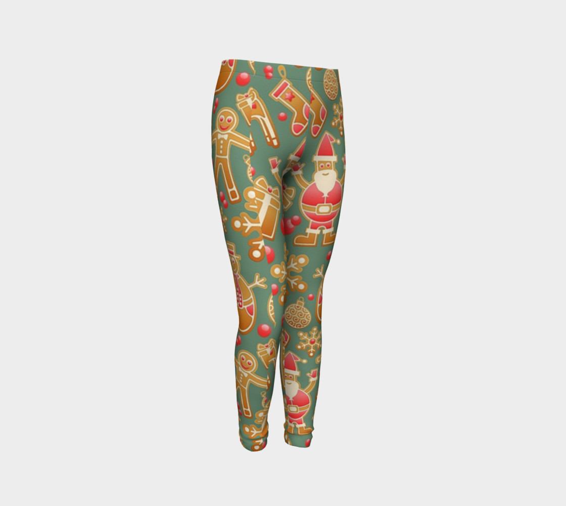 1950 Vintage Gingerbread Christmas Youth Leggings preview #3