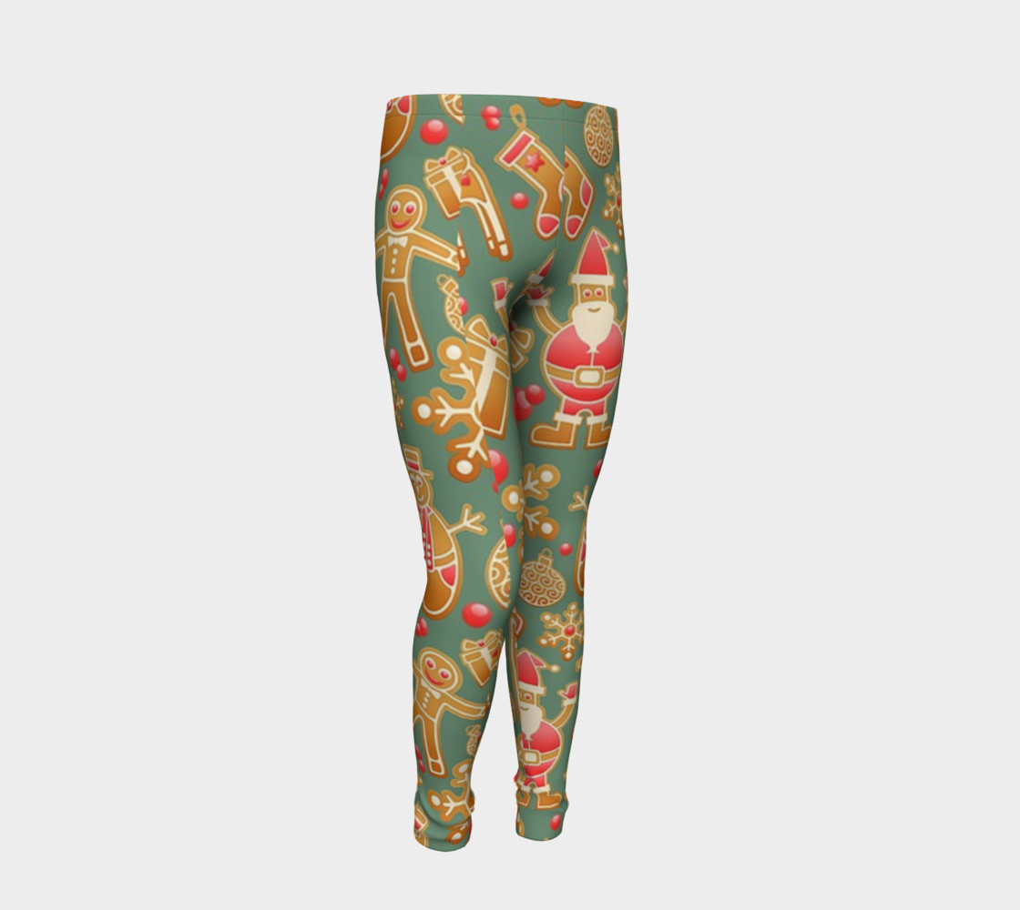 1950 Vintage Gingerbread Christmas Youth Leggings preview #2