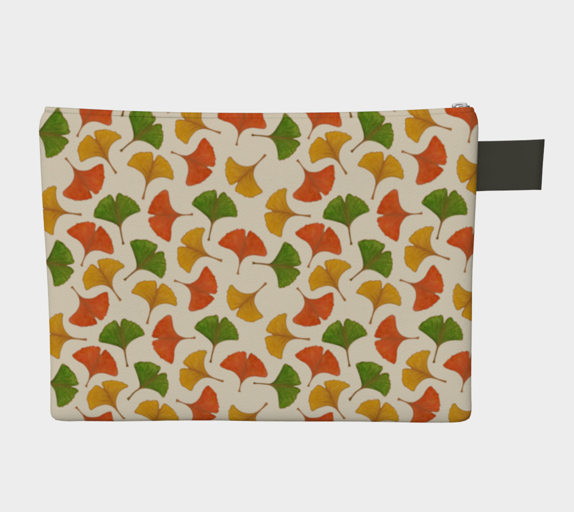 Fall ginkgo biloba leaves pattern Zipper Carry All Pouch preview #2