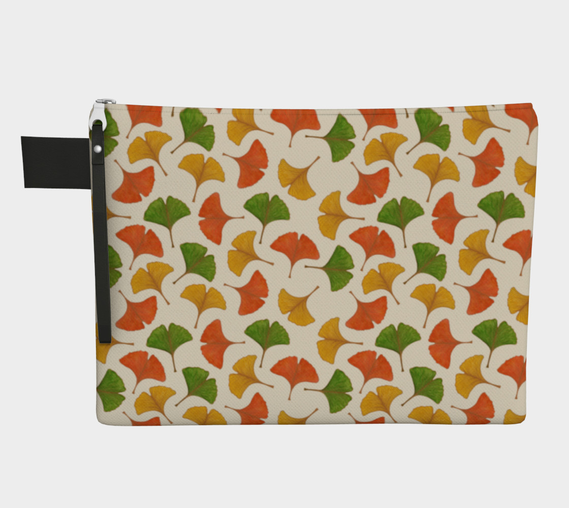 Fall ginkgo biloba leaves pattern Zipper Carry All Pouch preview #1