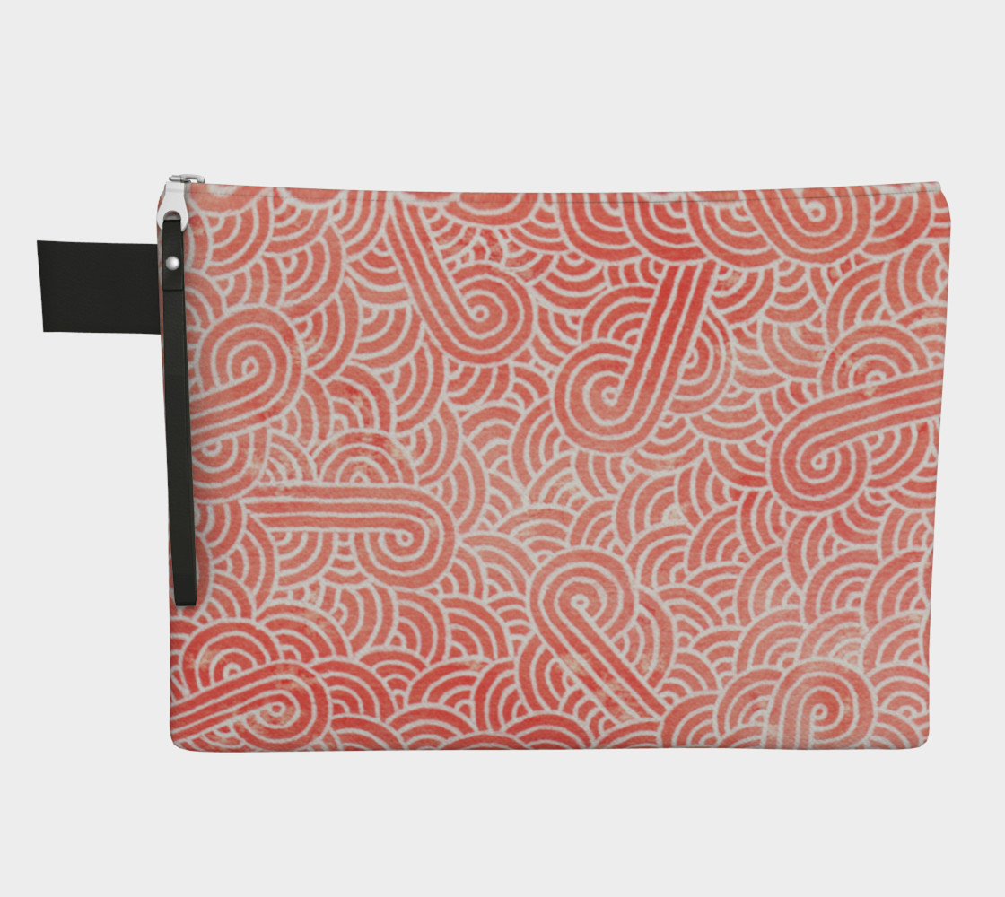 Peach echo and white swirls doodles Zipper Carry All Pouch preview #1