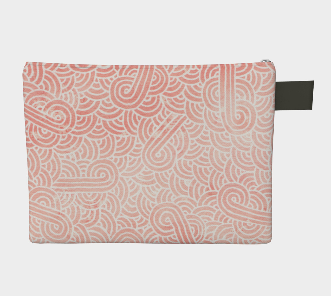 Rose quartz and white swirls doodles Zipper Carry All Pouch preview #2