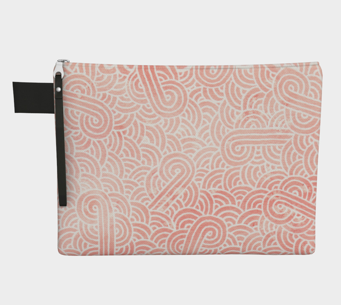 Rose quartz and white swirls doodles Zipper Carry All Pouch preview #1