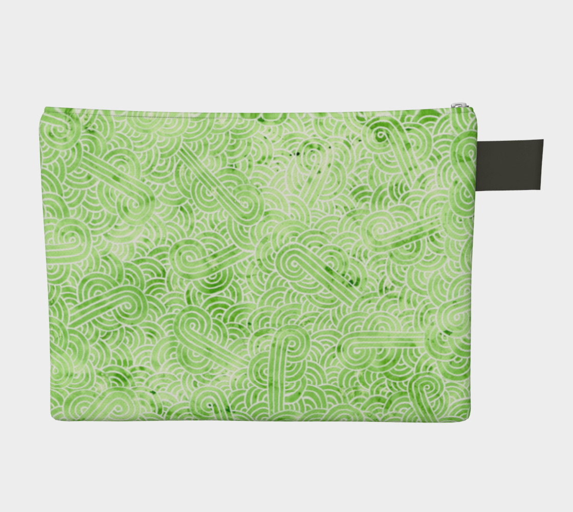 Greenery and white swirls doodles Zipper Carry All Pouch preview #2