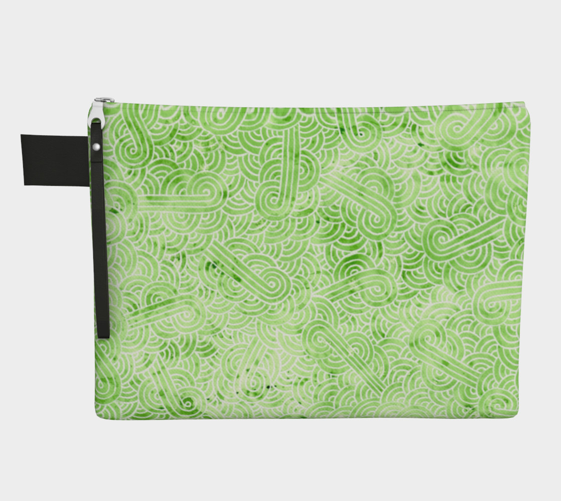 Greenery and white swirls doodles Zipper Carry All Pouch preview #1