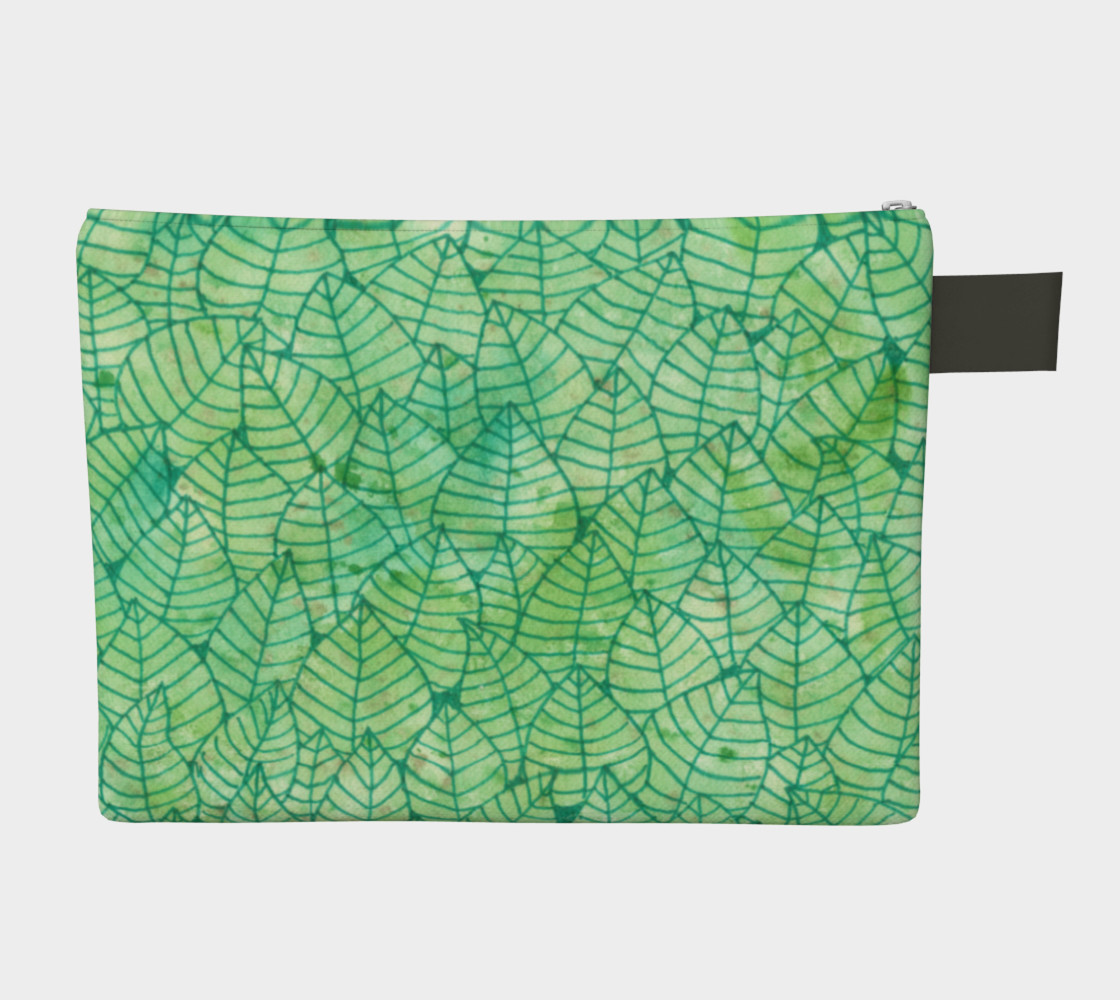Green foliage watercolor Zipper Carry All Pouch thumbnail #3