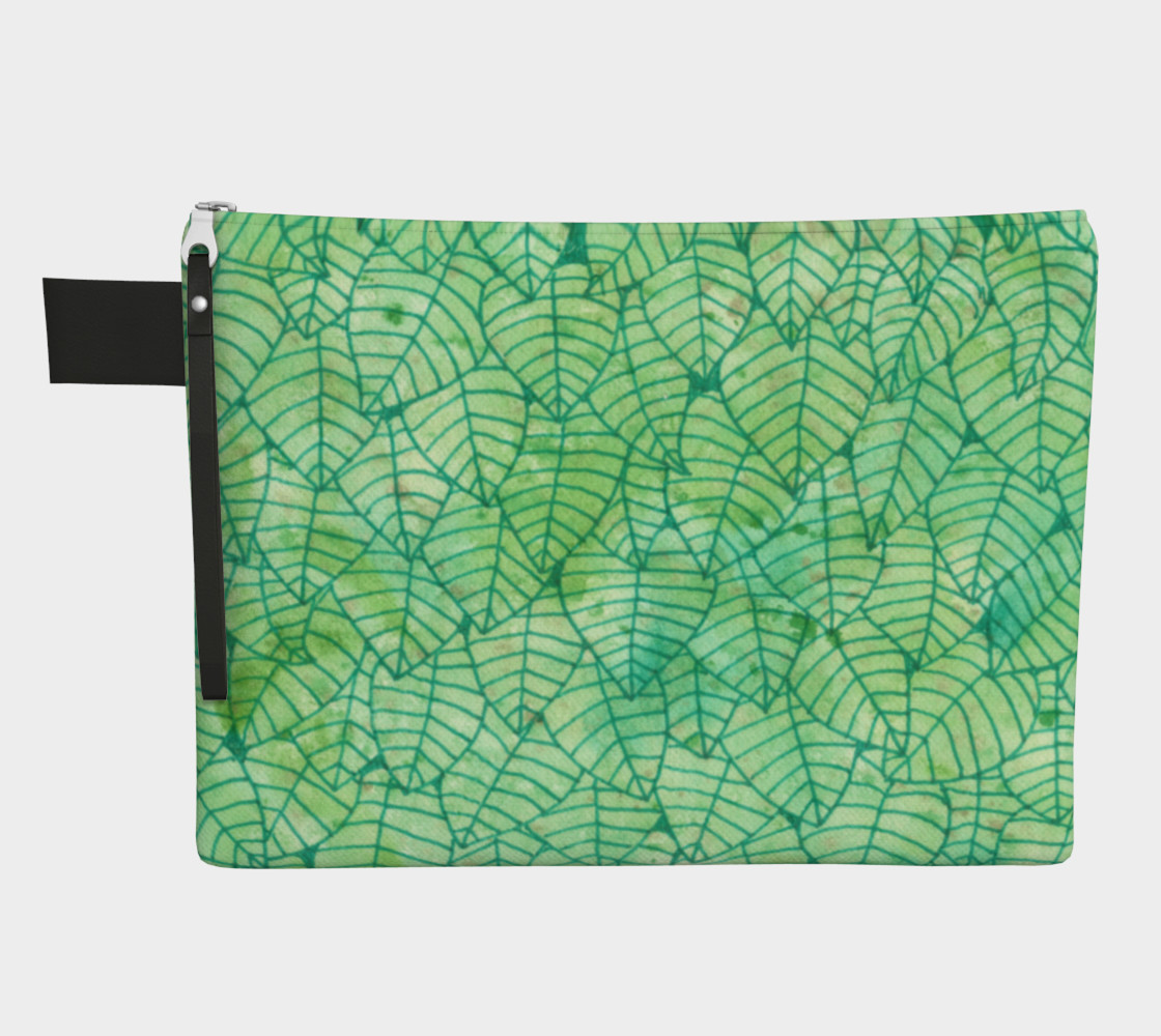 Green foliage watercolor Zipper Carry All Pouch preview #1