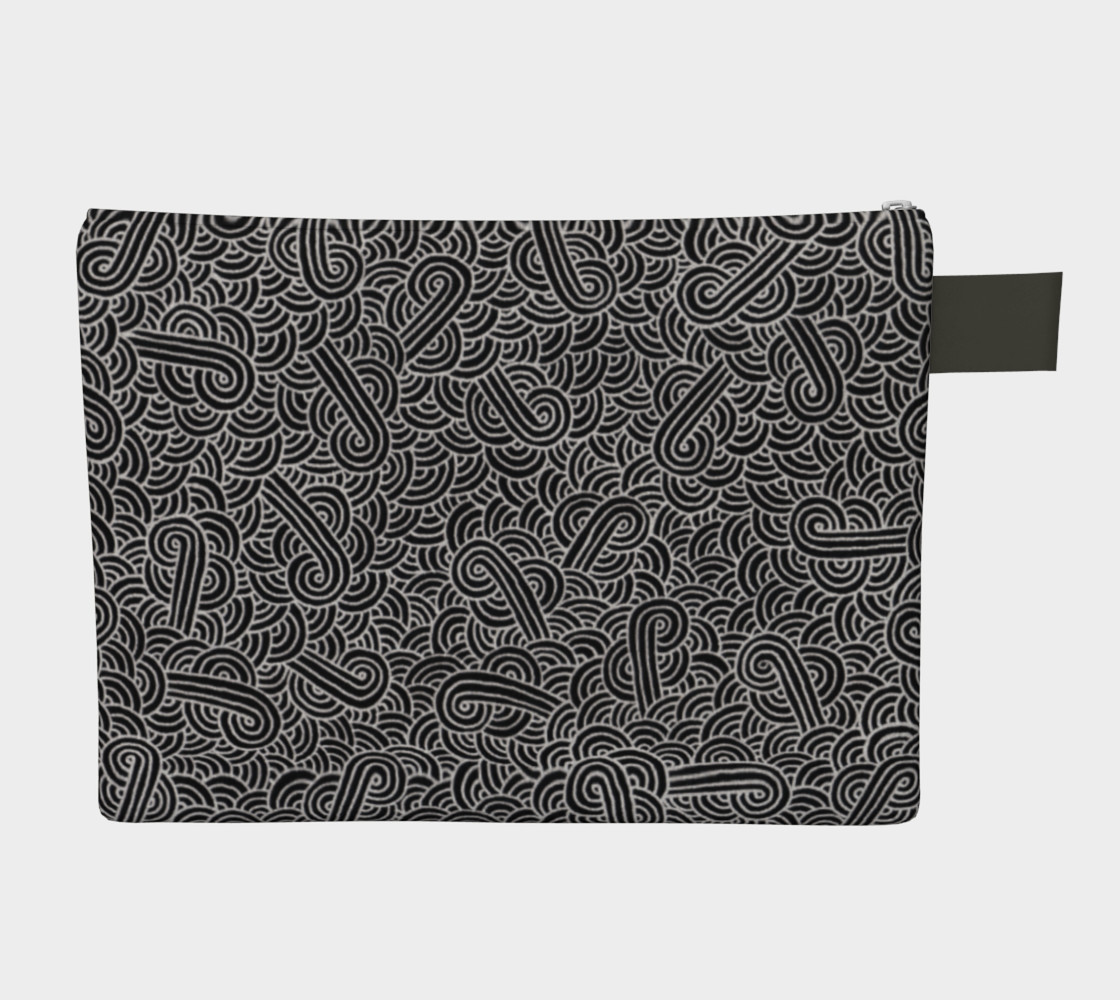 Faux silver and black swirls doodles Zipper Carry All Pouch preview #2