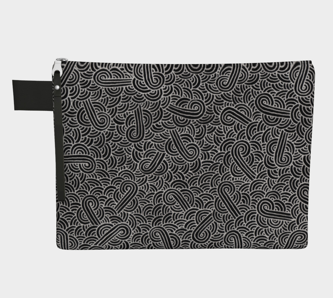 Faux silver and black swirls doodles Zipper Carry All Pouch preview #1