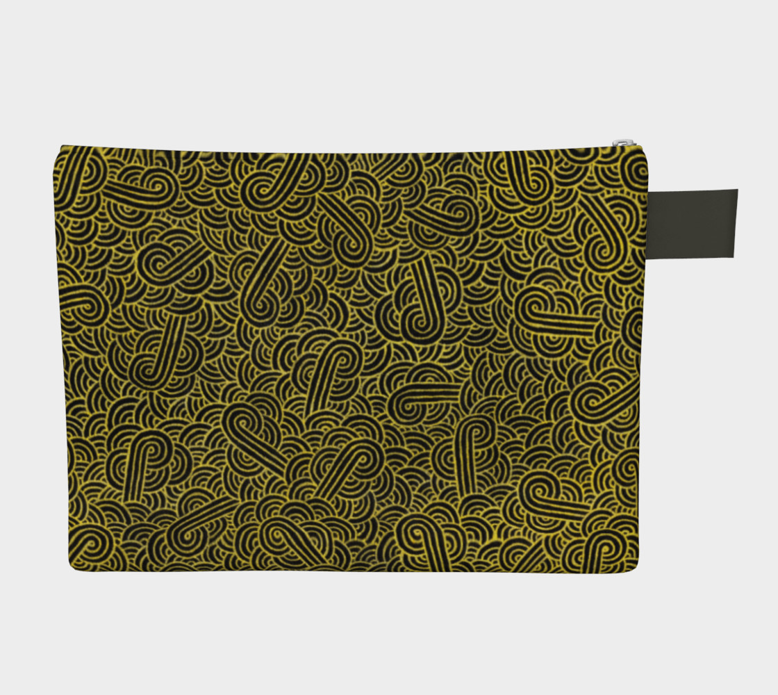 Faux gold and black swirls doodles Zipper Carry All Pouch preview #2