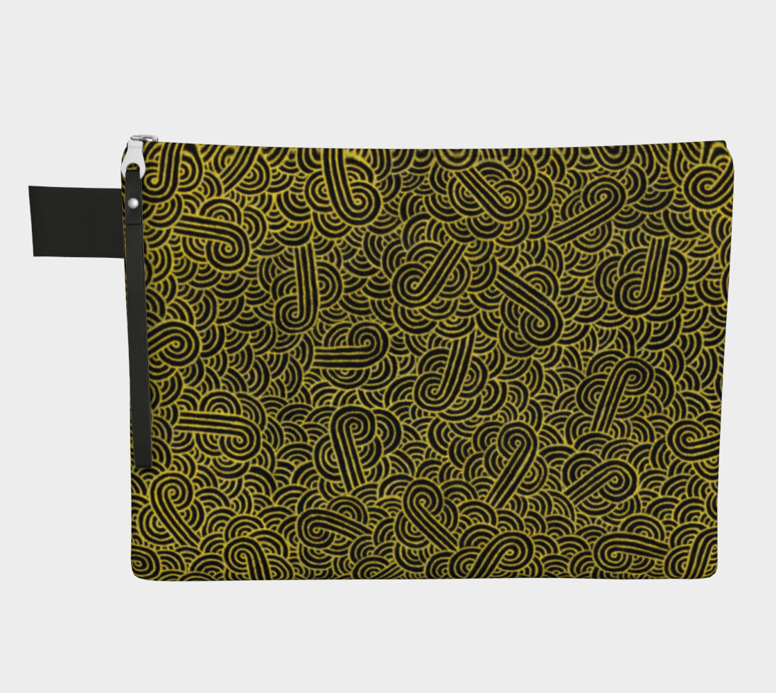 Faux gold and black swirls doodles Zipper Carry All Pouch preview #1