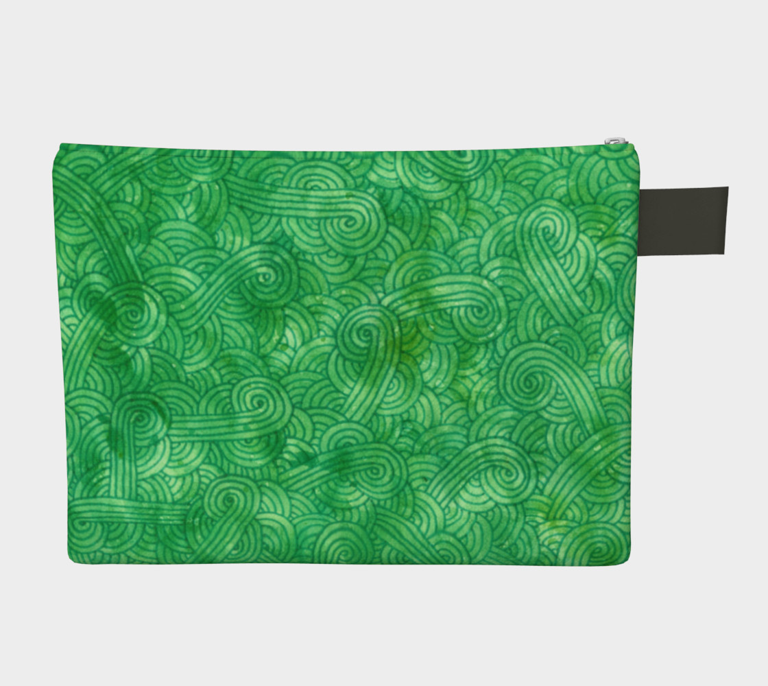 Bright green swirls doodles Zipper Carry All pouch thumbnail #3