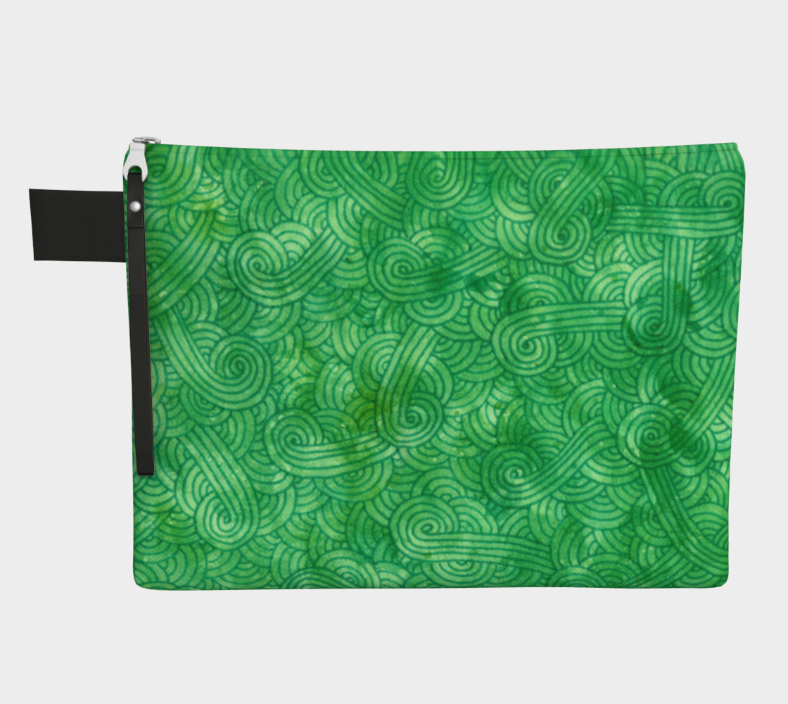 Bright green swirls doodles Zipper Carry All pouch thumbnail #2