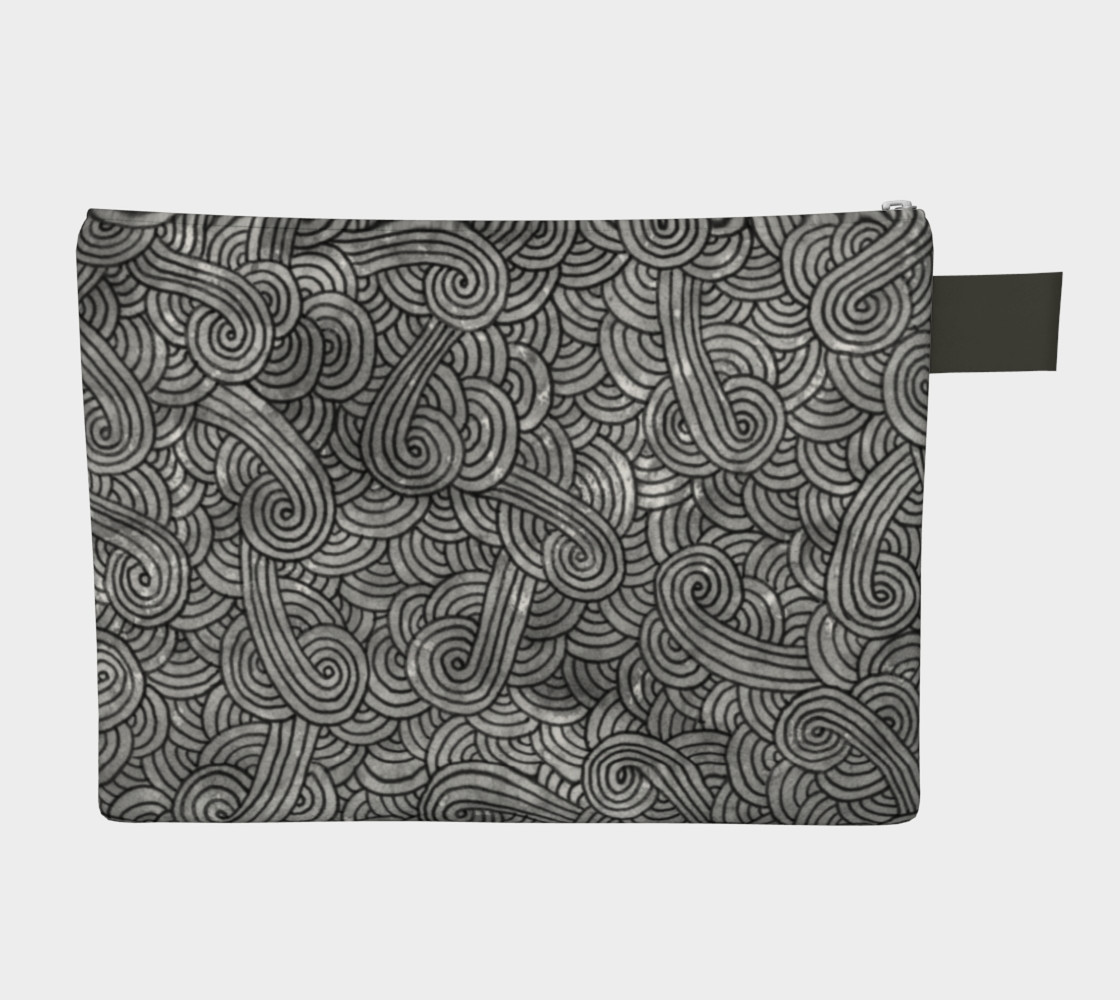 Grey and black swirls doodles Zipper Carry All Pouch preview #2
