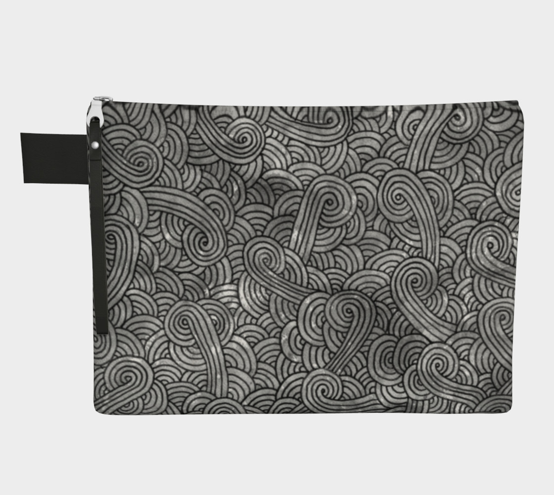 Grey and black swirls doodles Zipper Carry All Pouch 3D preview