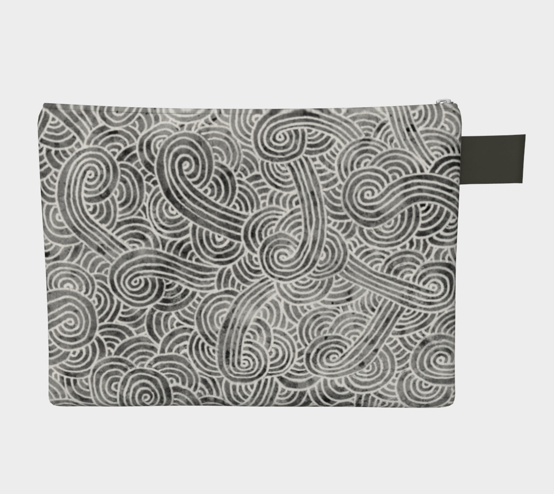 Grey and white swirls doodles Zipper Carry All Pouch preview #2