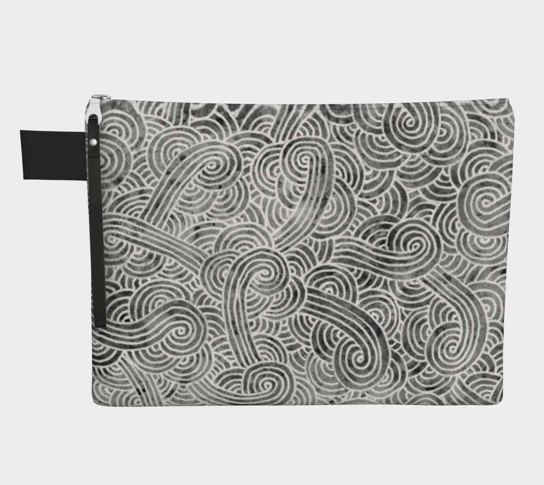 Grey and white swirls doodles Zipper Carry All Pouch 3D preview