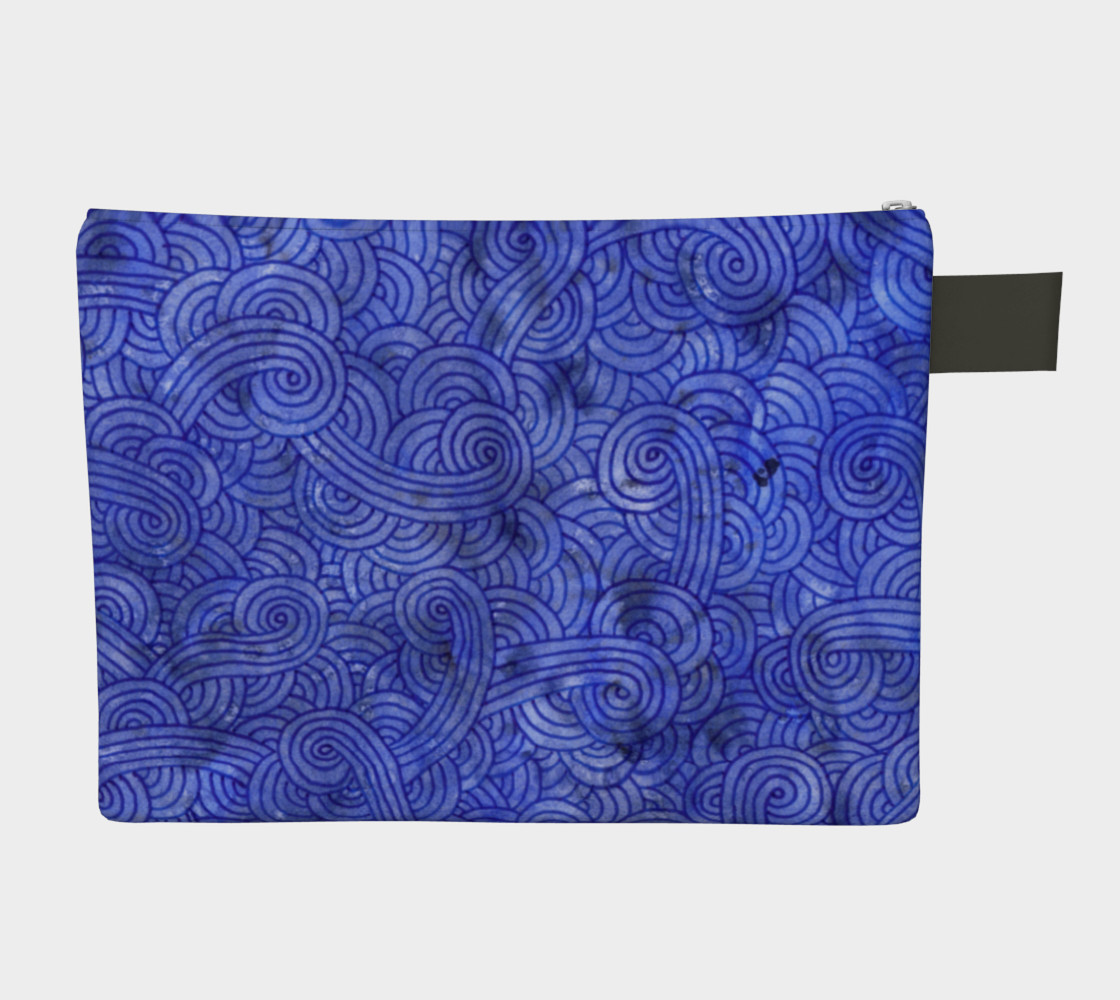 Royal blue swirls doodles Zipper Carry All Pouch preview #2