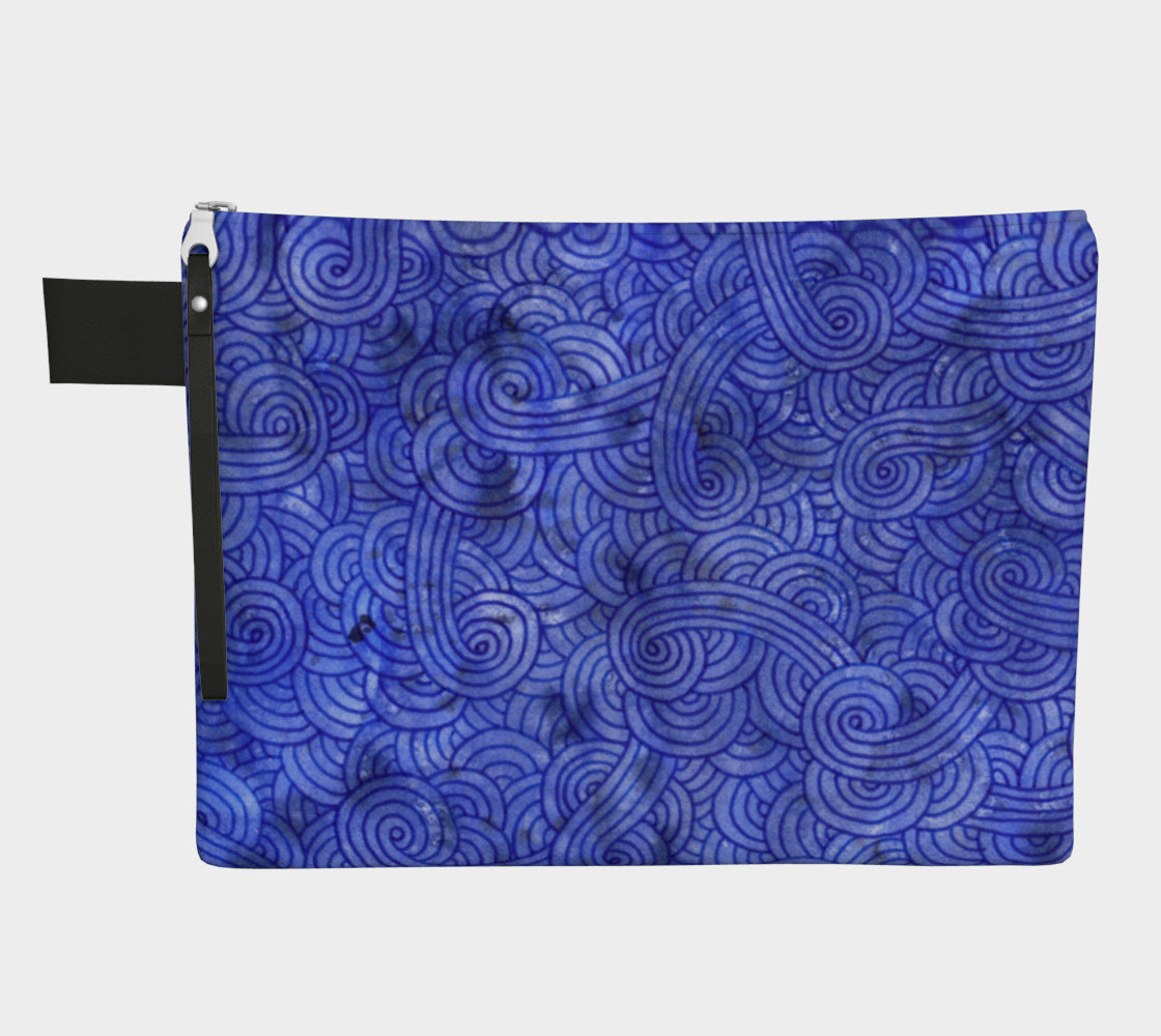 Royal blue swirls doodles Zipper Carry All Pouch 3D preview