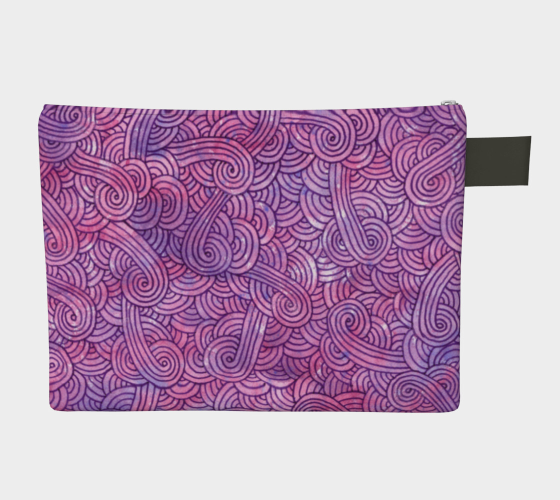 Neon purple and pink swirls doodles Zipper Carry All Pouch preview #2