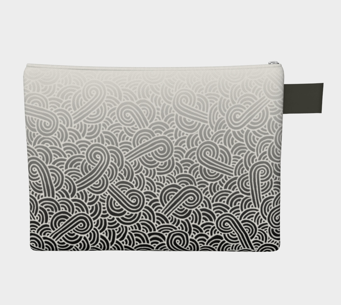 Ombré black and white swirls doodles Zipper Carry All Pouch preview #2