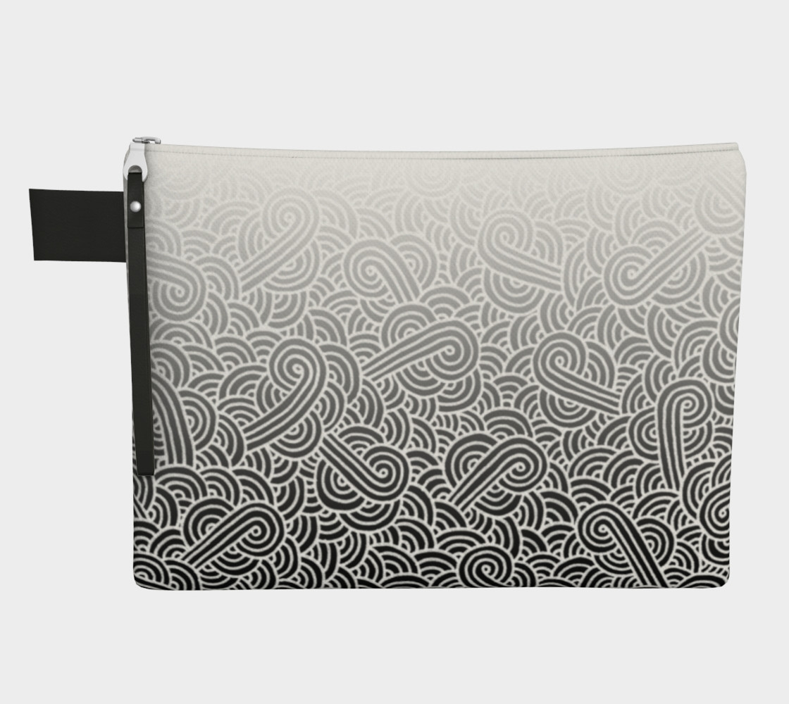 Ombré black and white swirls doodles Zipper Carry All Pouch preview #1