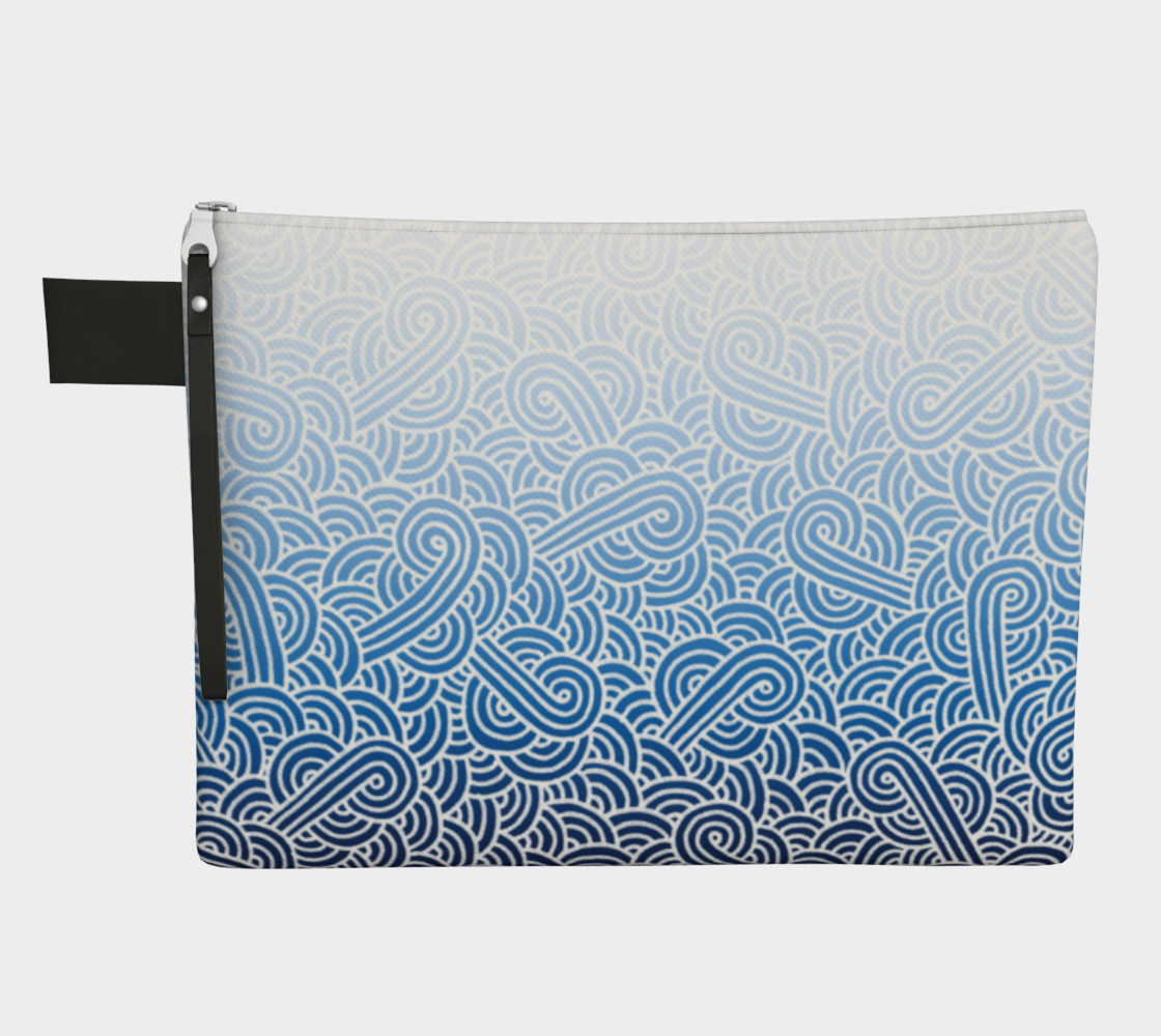 Ombré blue and white swirls doodles Zipper Carry All Pouch thumbnail #2