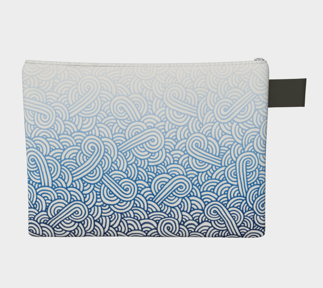Gradient blue and white swirls doodles Zipper Carry All Pouch thumbnail #3