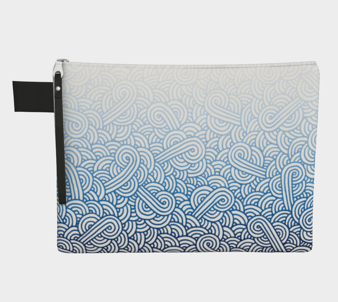 Gradient blue and white swirls doodles Zipper Carry All Pouch thumbnail #2