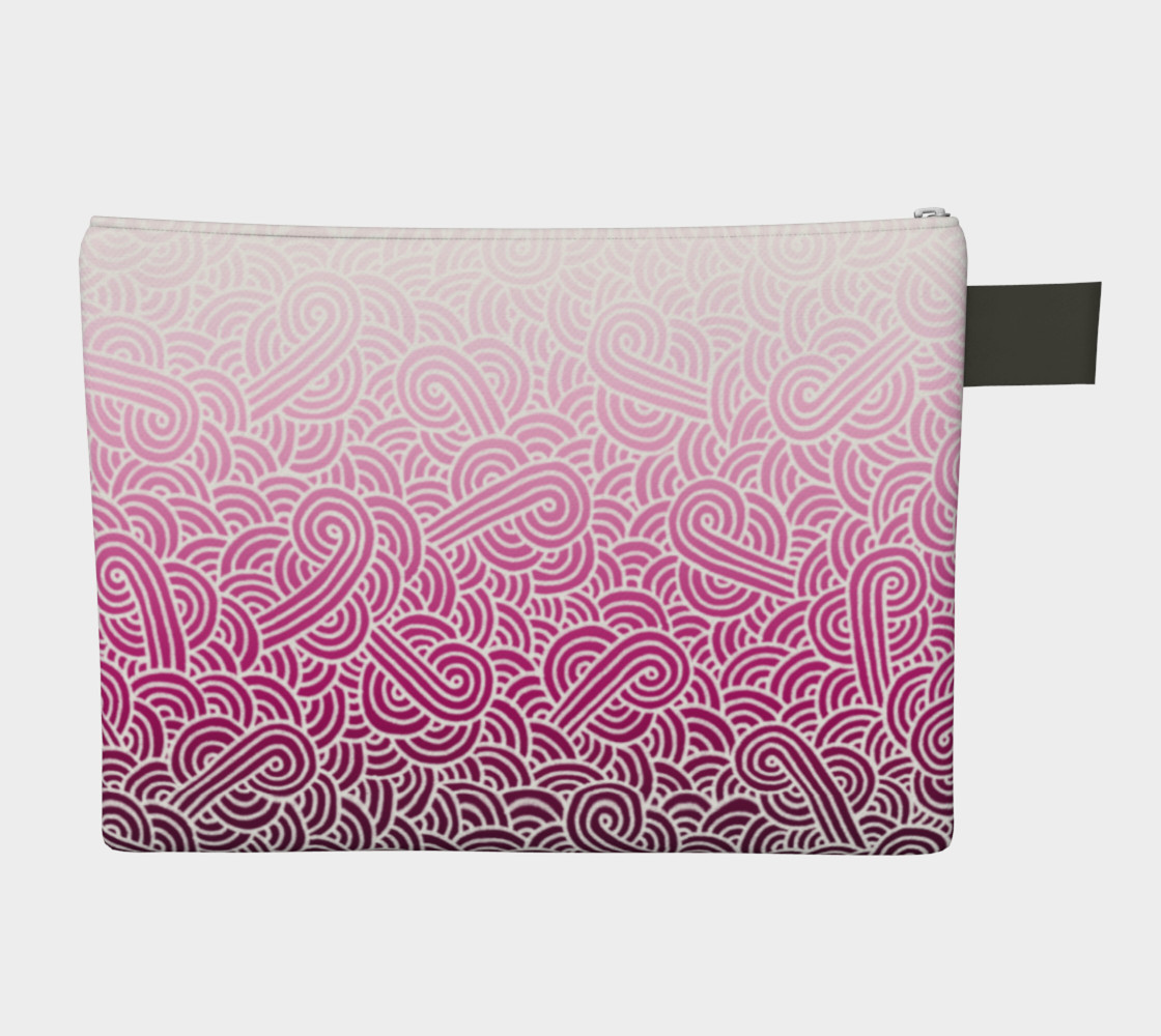 Ombré pink and white swirls doodles Zipper Carry All Pouch thumbnail #3