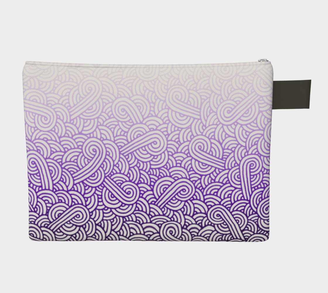 Gradient purple and white swirls doodles Zipper Carry All Pouch thumbnail #3