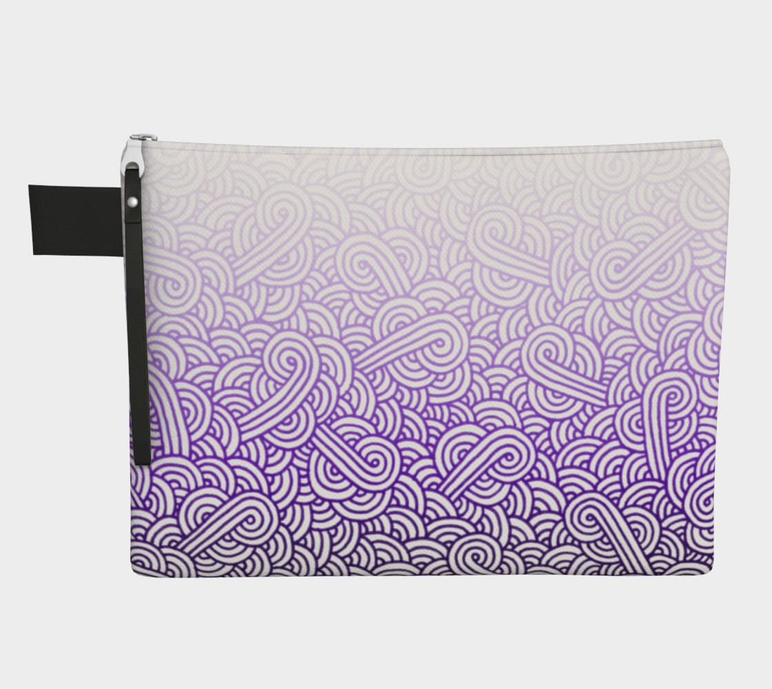 Gradient purple and white swirls doodles Zipper Carry All Pouch 3D preview