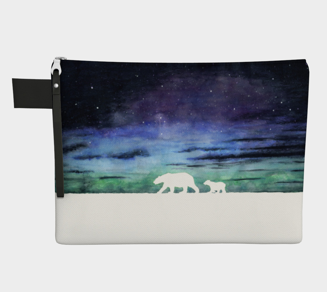Aurora borealis and polar bears (white version) Zipper Carry All Pouch 3D preview