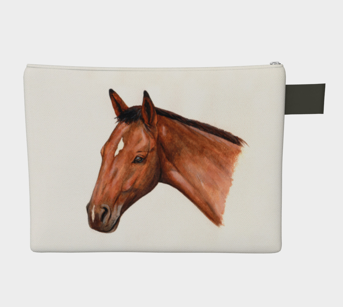 Bay horse portrait Zipper Carry All Pouch thumbnail #3