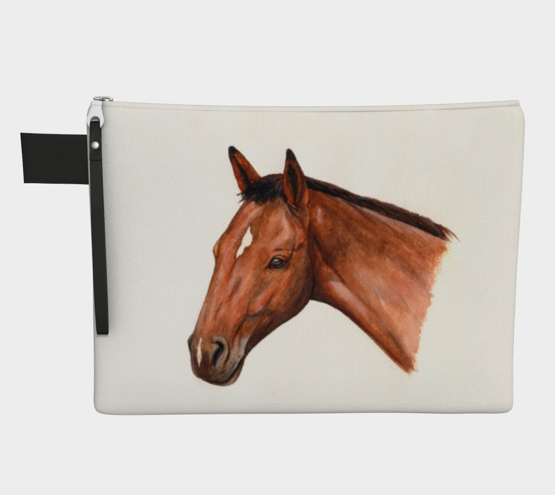 Bay horse portrait Zipper Carry All Pouch preview #1