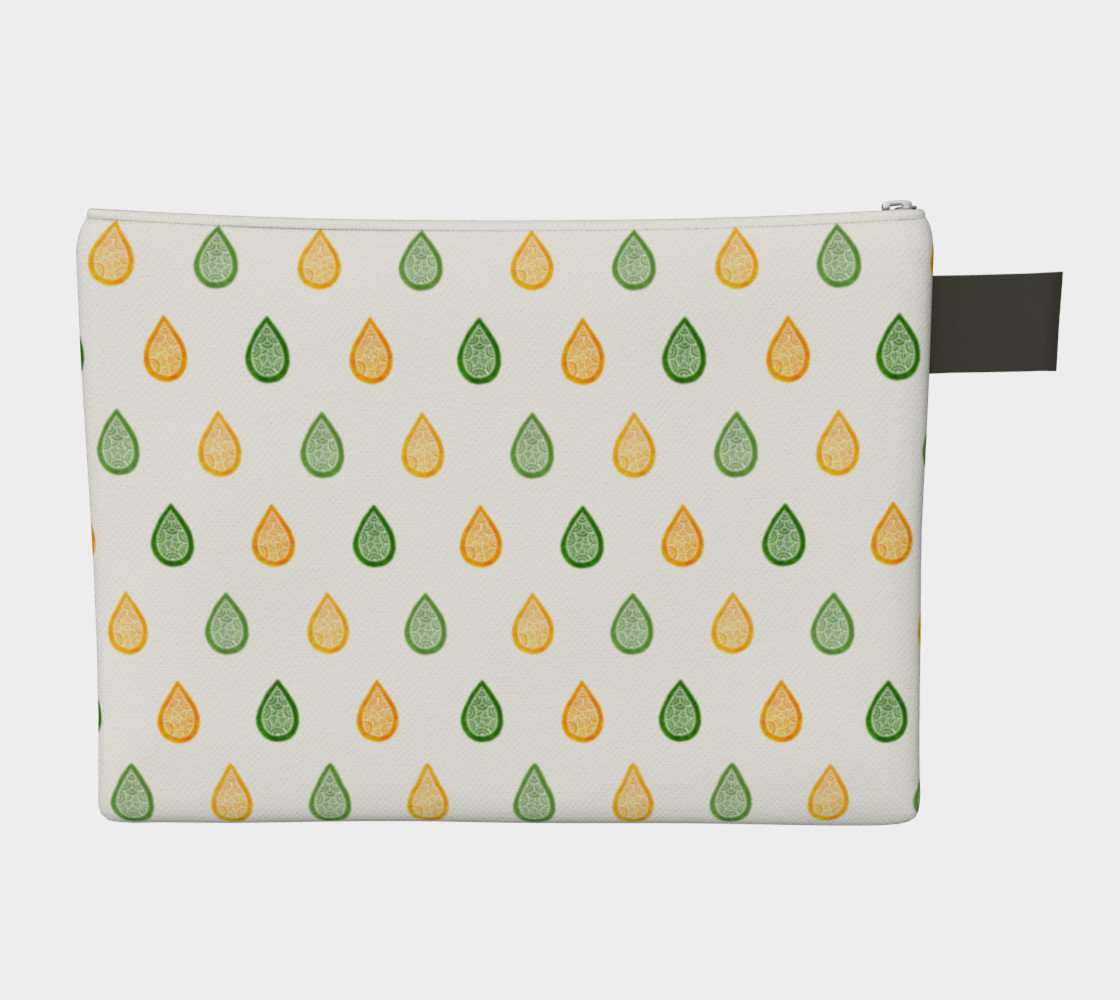 Yellow and green raindrops Zipper Carry All Pouch preview #2