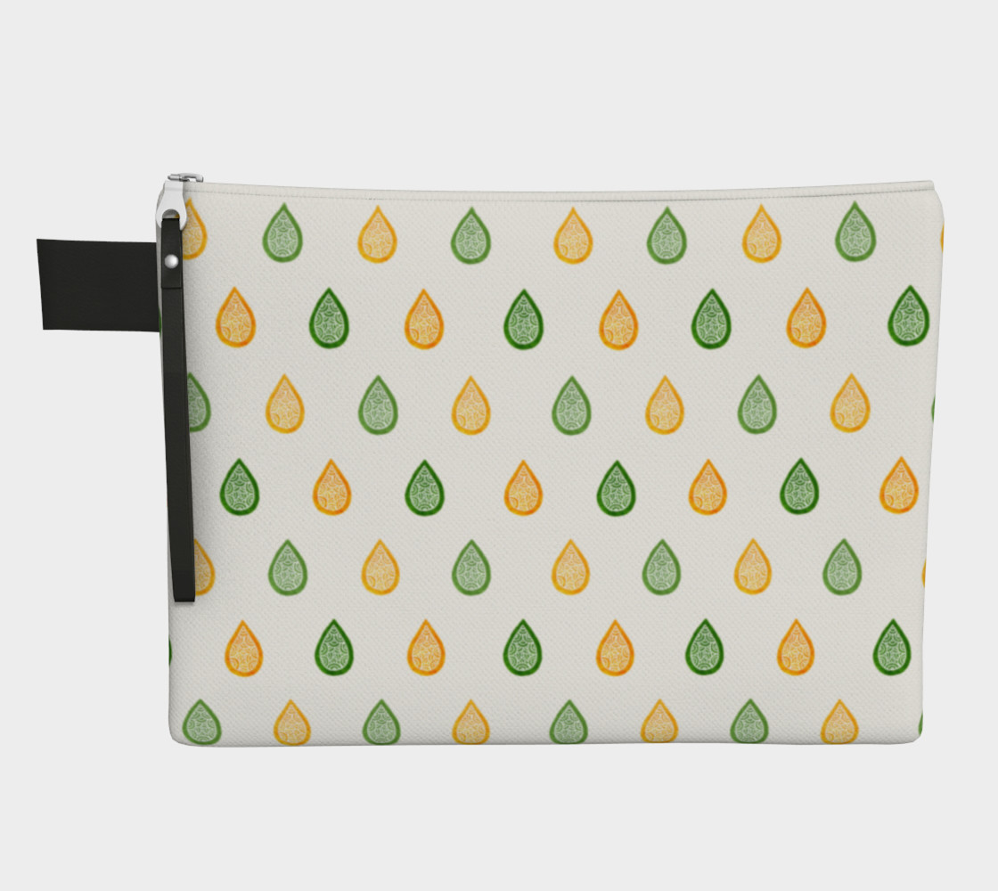 Yellow and green raindrops Zipper Carry All Pouch thumbnail #2