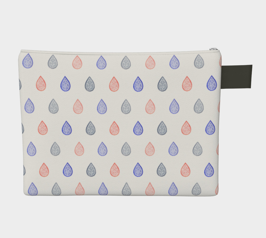 Rose quartz, lilac grey and serenity blue raindrops Zipper Carry All Pouch preview #2
