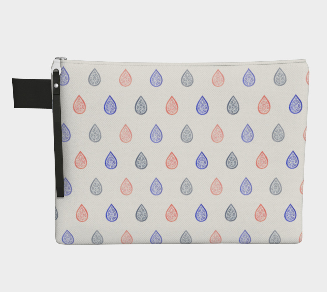 Rose quartz, lilac grey and serenity blue raindrops Zipper Carry All Pouch preview #1